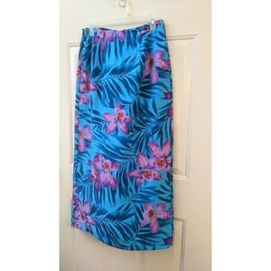 Worthington Sz 8 Wrap Skirt Long 100% Silk Tropical Hawaiian Vintage JCPenny